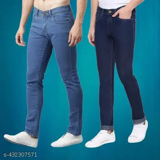 Light blue and dark blue denim checked Hopewell jeans, two-tone men's fashion on model (Sizes: 28, 30, 32, 34, 36; Waist: 28in, 30in, 32in, 34in, 36in; Length: 41in; Hip: 34in, 36in, 38in, 40in, 42in)