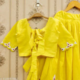 100% taffeta silk lehenga choli for baby girl: intricately embroidered, traditional design with adjustable waistband and customizable neckline