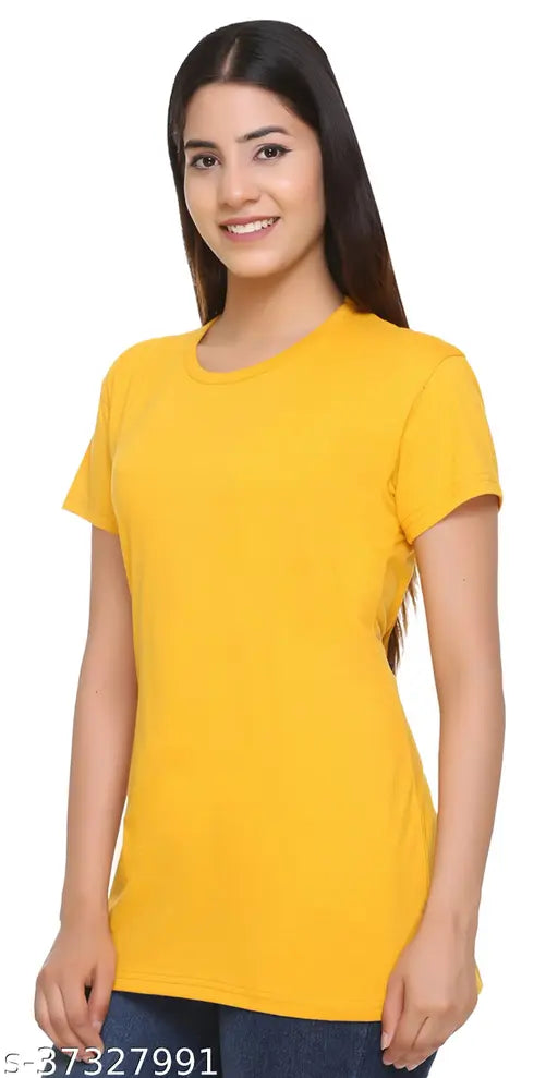 Cotton blend SHAUN Women's regular fitting solid t-shirt, Indian brand for comfortable and trendy casual wear
