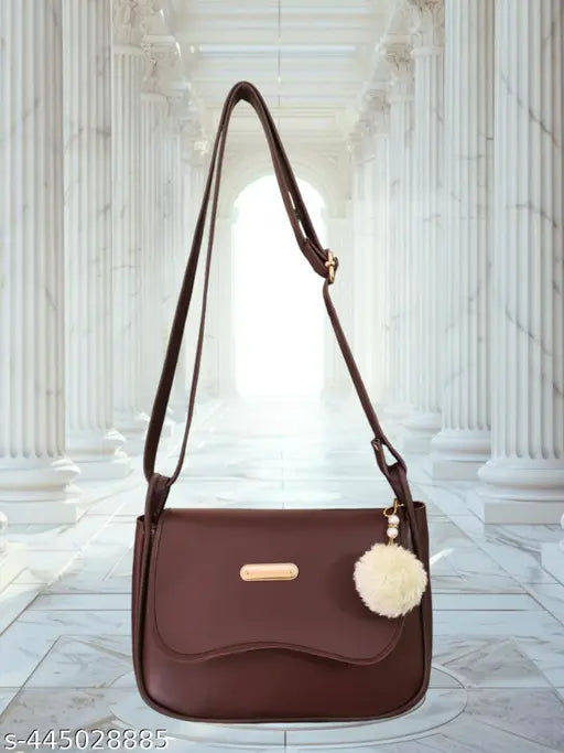 PU purse for girls and women - solid-colored free size bag from India (Length: 9in, Width: 2in, Height: 6in)