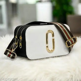 White PU leather sling bag with detachable clutch handbag - versatile crossbody purse for daily essentials