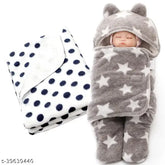 Microfiber new born combo pack: polka net hooded blanket & crib blanket (2pc), ideal for AC room