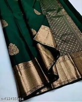 Traditional Banarasi silk woven designer saree with jacquard blouse, intricate zari woven net pattern for Indian parties