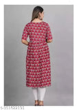 Rayon flower-printed midi Anarkali kurti for women's ethnic wear, vibrant floral pattern on short-sleeve dress