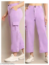 Lavender Lycra cargo pant by Haniya fashion, women's size 26-32 for solid color outfit