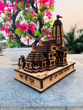 Brown 3D Wooden Shri Ram Mandir for Home Decoration - Small size, intricately detailed 3D model of Ayodhya's Ram Temple
