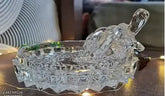 Transparent glass Vastu Feng Shui Crystal Tortoise turtle with plate (12 x 8 cm), ideal for office and home decor