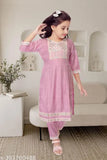 Rayon Naira seat A-line palazzo with embellished sleeves, Indian ethnic wear for girls aged 2-14 years