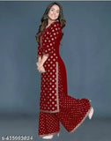 Rayon three-quarter sleeve HEENA MAURN print combo top, Indian women's fashion clothing on hanger