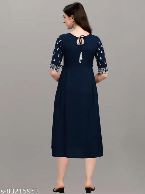 Embroidered rayon work kurta in classic colors, suitable for casual and festive wear with relaxed fit