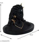 Black Adiyogi Shiva statue for car dashboard pooja, religious idol for home/office decor