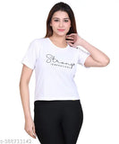 Women's cotton blend crop top combo, printed pattern in red, dark navy & white, 3 sizes: S (34in bust), L (38in bust), XL (40in bust)