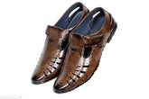 Boys brown synthetic leather trending sandals floaters, quick drying & breathable for outdoor activities