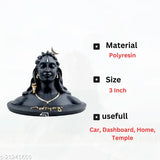 Black polyresin Adiyogi Shiva statue for car decor, 6.5x4x4 inch Indian showpiece
