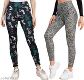 Cotton blend printed net jeggings and leggings for women and girls, delly use party, cycling, running, sport wear, available in sizes 26-36 (Waist 26-36, Hip 32-42)