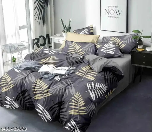 BlueDot 160TC super-soft glace cotton double bedsheet & 2 pillow covers (90x90 inch), self-design, summer-ready adult bed linen