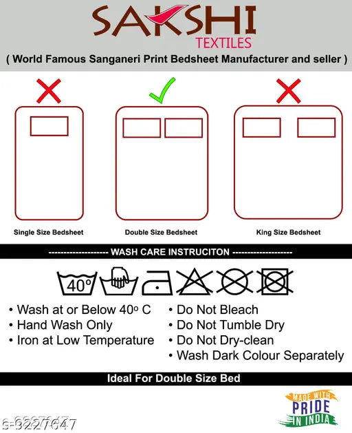 Blue peacock-printed cotton double bedsheet with 2 pillow covers pack of 1, high-quality and durable for queen size beds, made in India