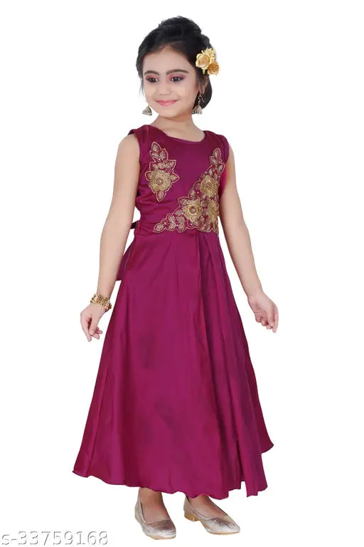 Silk blend embroidered net dress, cute funky girls frocks & dresses for 3-10 years party wear, India origin