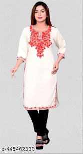 Premium wool three-quarter sleeve kurti, single solid color, multiple sizes available for females