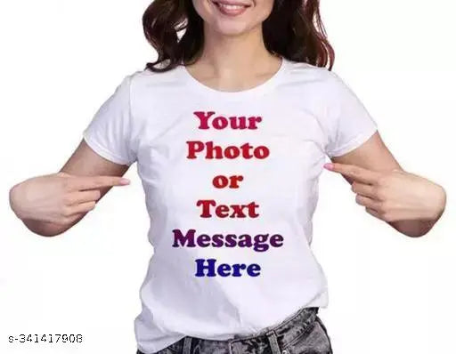 Customized white polyester drifit T-shirt with personalized photo print, ideal for friends/family gifts or promotional events