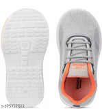 Kids grey synthetic running shoes for boys and girls with textured net insole, ideal for active play on various terrains