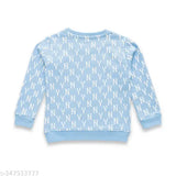 Organic cotton blue unisex casual sweatshirt, printed net design for kids' comfort and style, size 1-2 years, made in India