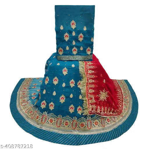 Embroidered Georgette Rajputi Poshak for Women - High-quality Indian party wear with Aari and stone work