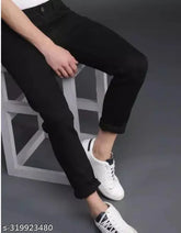 Plain black denim jeans by MOD MEN, size 30 waist 30 in, length 41 in, hip 34 in