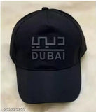 Black cotton baseball cap with self-design Dubai ruber print for men and women, solid style from India