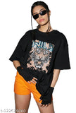 Oversized cotton blend half sleeve women's T-shirt, printed design, various sizes available