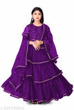 Pink net girls' gown for 6-9 years old, Indian handmade solid pattern dress