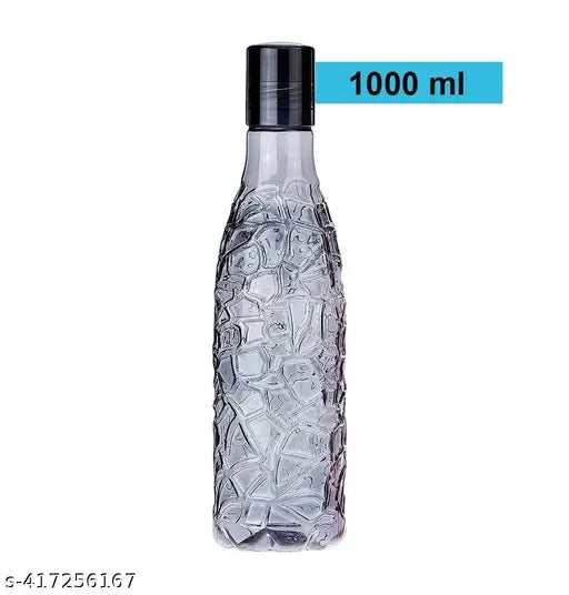 BPA-free black 1L round plastic water bottle set, perfect for school, college, gym & work - refrigerator safe for kids