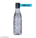 BPA-free black 1L round plastic water bottle set, perfect for school, college, gym & work - refrigerator safe for kids