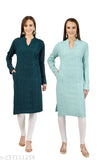 Woolen embroidered kurta set, women's pack of 2 in M size (36in bust), Indian origin