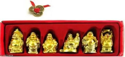 Glass Buddha-themed lucky coin set, 3 pieces, Indian Feng Shui decor