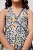 Indian kids girls ethnic wear collection, cotton straight palazzo pants with printed designs, sleeveless, sizes: 4-5yrs to 10-11yrs