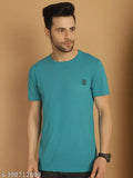 Green cotton short sleeve men's t-shirt by Vimal Jonney, solid pattern