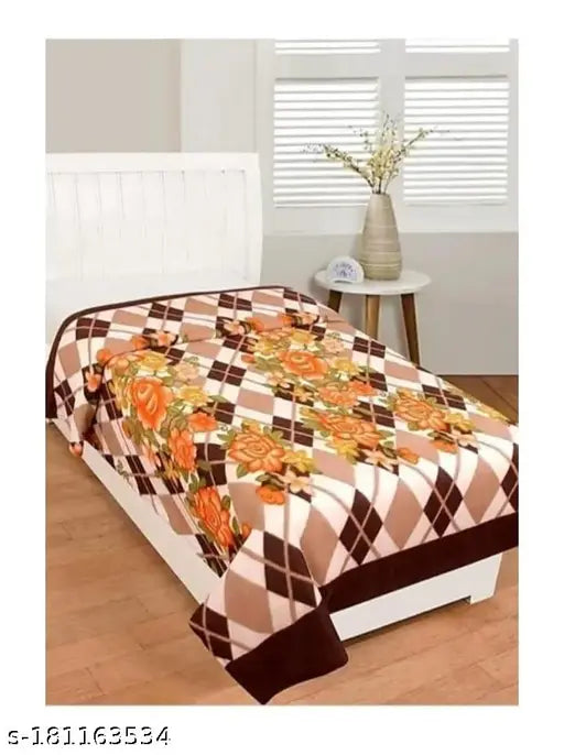 Navrudra geometric printed fleece blanket, soft & warm, ideal for mild winter, made in India - 88" x 58 inches
