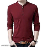 Stylish design, long sleeves premium cotton t-shirt for men in maroon color