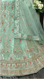 Heavy sky blue net lehenga choli with embroidery work, perfect for festive occasions - Indian designer embroidered net lehenga set
