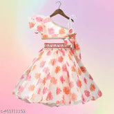 Floral printed crop top lehenga for girls, Georgette fabric, short sleeves, Indian made