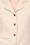 Cream and black Clothink India co-ord set for office, featuring short sleeve shirt with notch collar and pant with two side pockets