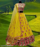 Embroidered net lehenga choli for girls aged 3-15 years, semi-stitched, Indian design