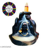 Adi Shankara resin Adiyogi Shiva Smoke Fountain decor showpiece with 60 free backflow cones, perfect for home aromatherapy and air purification