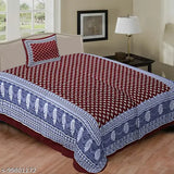 Trendy single bed cotton sheets, 3-piece pack in Jaipuri print, ideal for summer use by adults