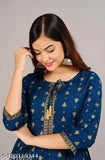 Raj Bharat Anarkali rayon kurti with printed combo, three-quarter sleeves for Indian daily wear, festive wear, party wear