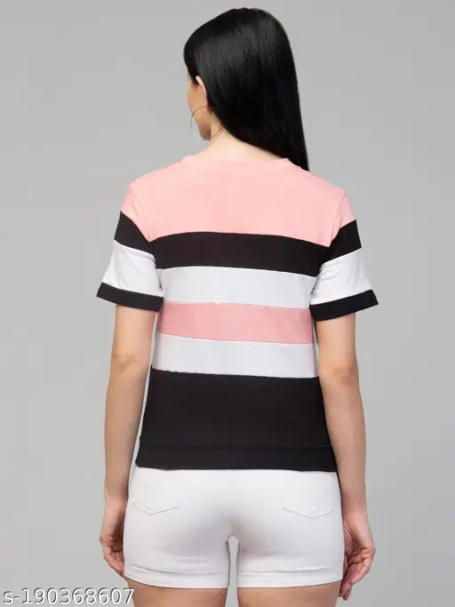 Colorblocked cotton crop top, short sleeves, India-origin women's fashion