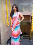 Rainbow lace and leheriya printed Georgette saree for girls and women, perfect for ethnic wardrobes