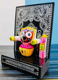 Marble handicraft Lord Jagannath statue, intricate Indian artifact showpiece (10cm x 13cm x 0.5cm)