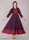 Rayon printed mirror work kurta, three-quarter sleeves, vibrant Indian ethnic fashion on model
